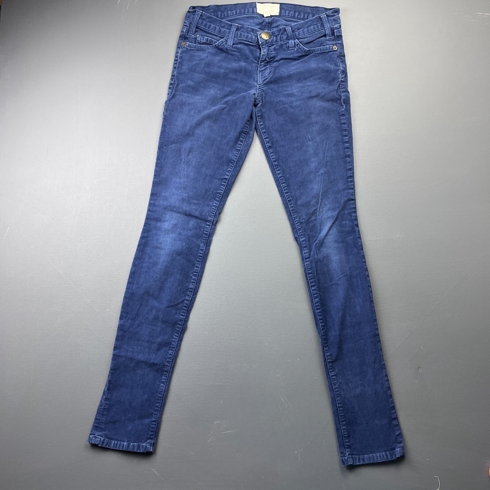Current/Elliott Women's 25 Blue Low Rise Skinny Corduroy Pants Stretch Y2K Retro